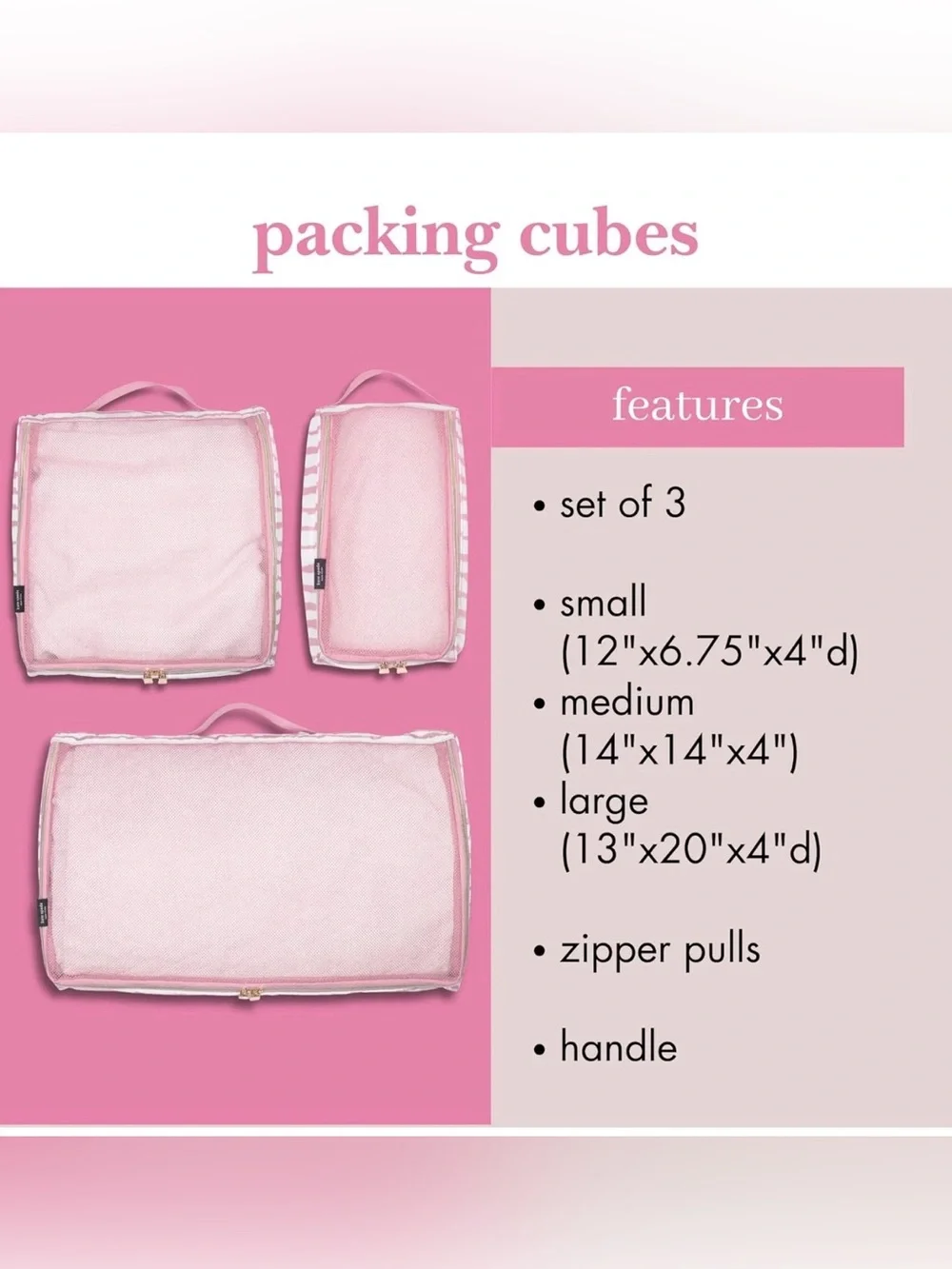 Kate Spade Goddess Stripe Packing Cubes